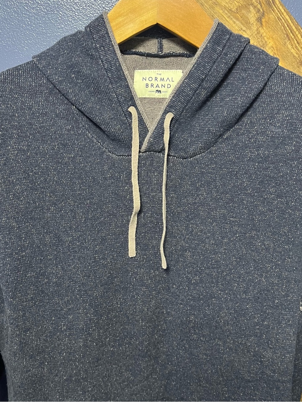 The Normal Brand Men's Heather Navy Drawstring Hoodie